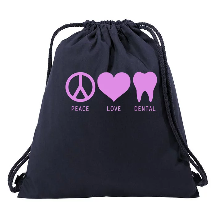 Peace Love Dental Student Assistant Tooth Hygienist Dentist Great Gift Drawstring Bag