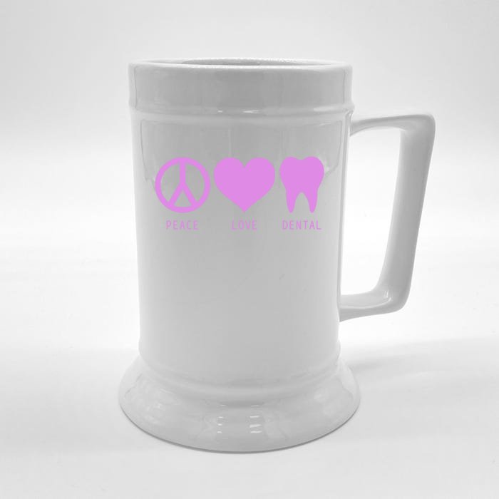 Peace Love Dental Student Assistant Tooth Hygienist Dentist Great Gift Front & Back Beer Stein