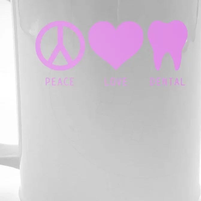 Peace Love Dental Student Assistant Tooth Hygienist Dentist Great Gift Front & Back Beer Stein