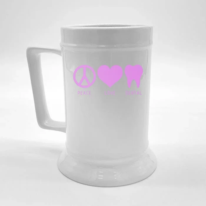 Peace Love Dental Student Assistant Tooth Hygienist Dentist Great Gift Front & Back Beer Stein