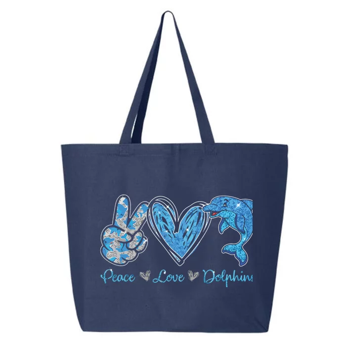 Peace Love Dolphins Funny Dolphin Lover Gifts 25L Jumbo Tote