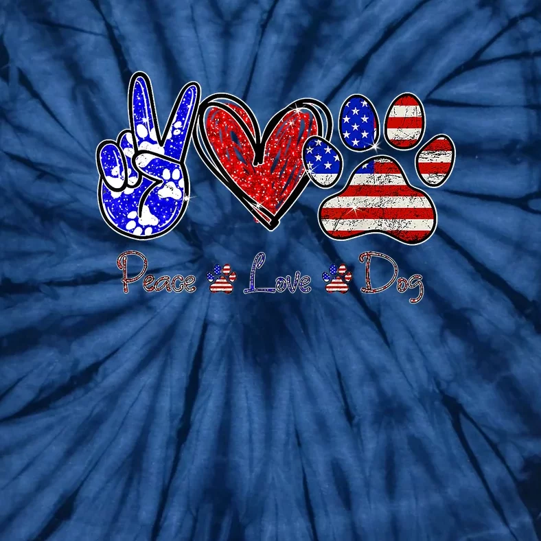 Peace Love Dog 4th Of July American Flag Independence Day 2022 Tie-Dye T-Shirt