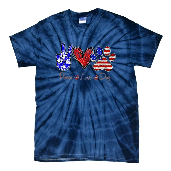 Peace Love Dog 4th Of July American Flag Independence Day 2022 Tie-Dye T-Shirt