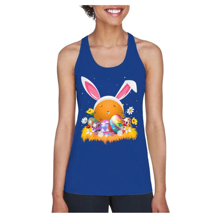 Pickleball Lover Easter Egg Funny Pickleball Easter Sunday Cool Gift Women's Racerback Tank