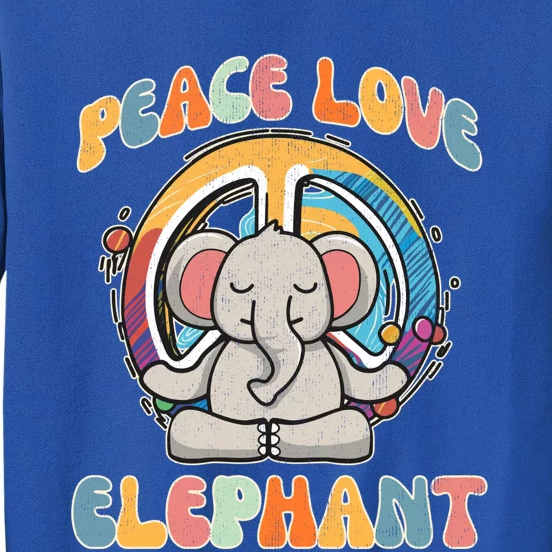 Peace Love Elephant Hippie Yoga Funny Boar Meditation Humor Gift Tall Sweatshirt