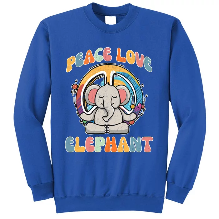 Peace Love Elephant Hippie Yoga Funny Boar Meditation Humor Gift Tall Sweatshirt