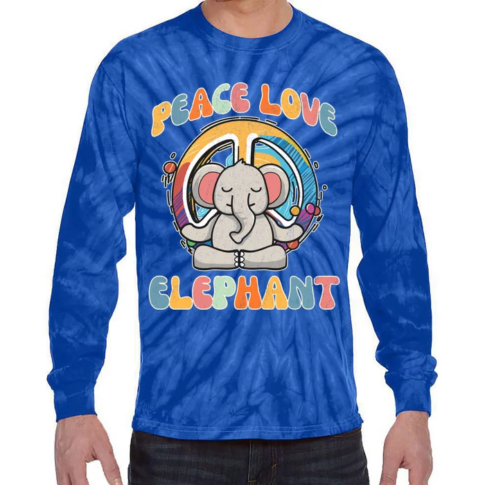 Peace Love Elephant Hippie Yoga Funny Boar Meditation Humor Gift Tie-Dye Long Sleeve Shirt