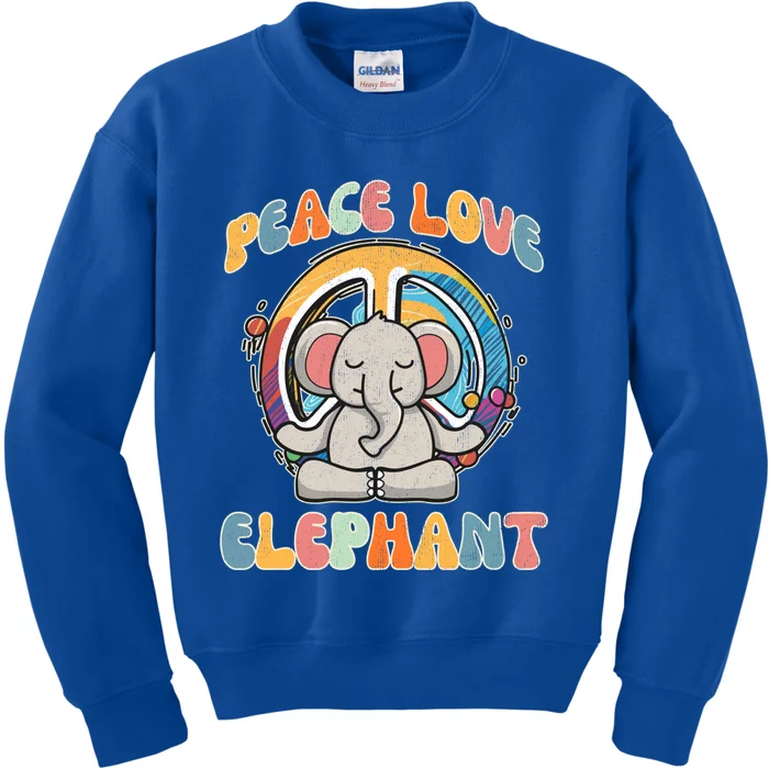 Peace Love Elephant Hippie Yoga Funny Boar Meditation Humor Gift Kids Sweatshirt