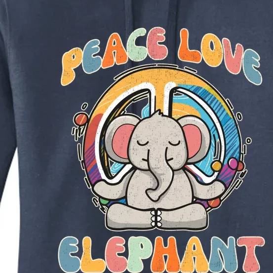 Peace Love Elephant Hippie Yoga Funny Boar Meditation Humor Gift Women's Pullover Hoodie