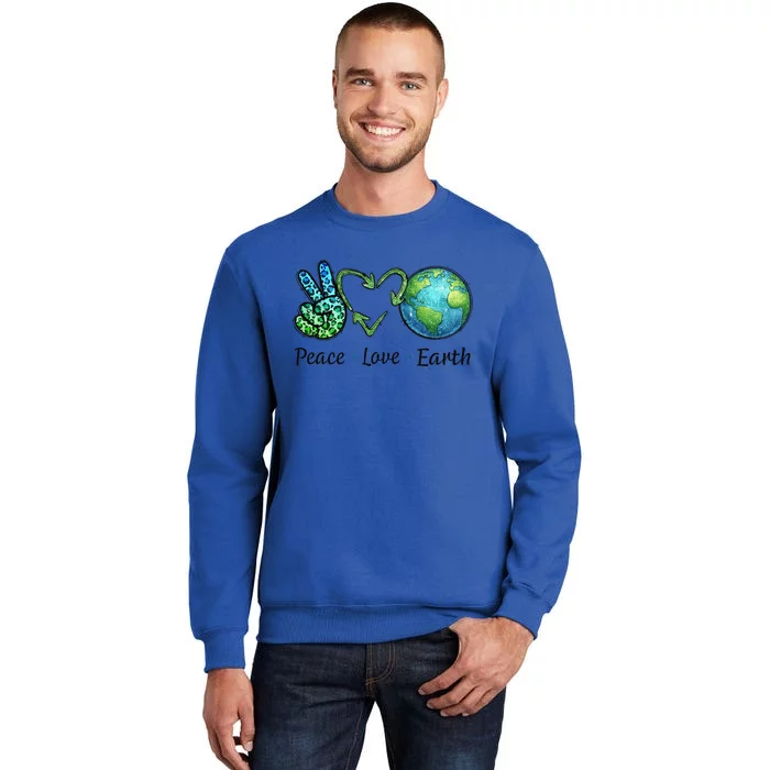 Peace Love Earth Day Recycle Tall Sweatshirt