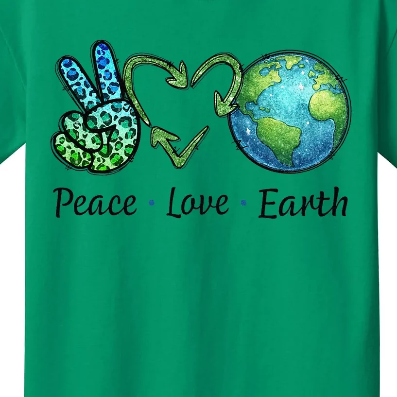 Peace Love Earth Day Recycle Kids T-Shirt