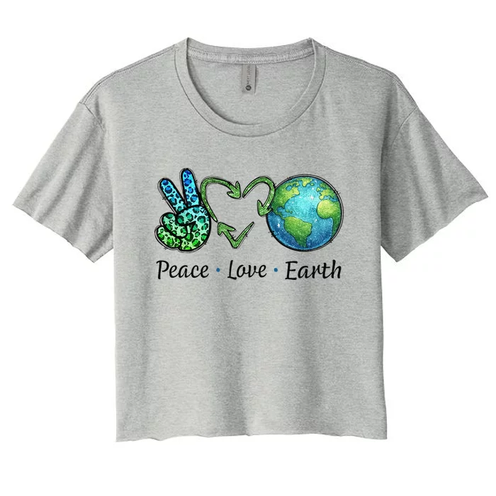 Peace Love Earth Day Recycle Women's Crop Top Tee