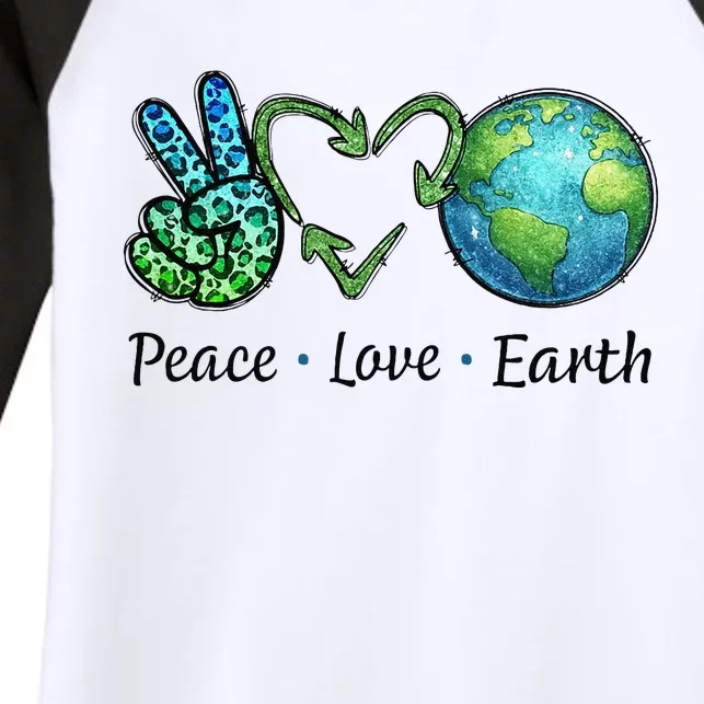 Peace Love Earth Day Recycle Women's Tri-Blend 3/4-Sleeve Raglan Shirt