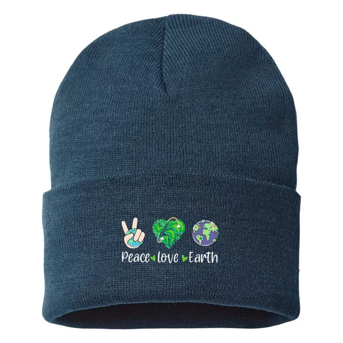 Peace Love Earth Earth Day 2024 Sustainable Knit Beanie