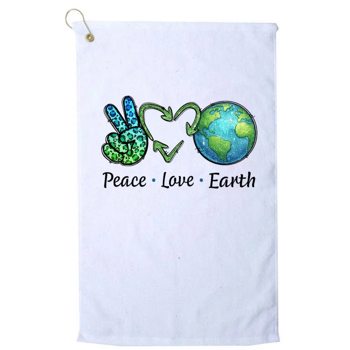 Peace Love Earth Day Recycle Platinum Collection Golf Towel