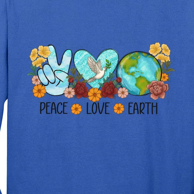 Peace Love Earth Eco Design Save World Earth Day Meaningful Gift Long Sleeve Shirt