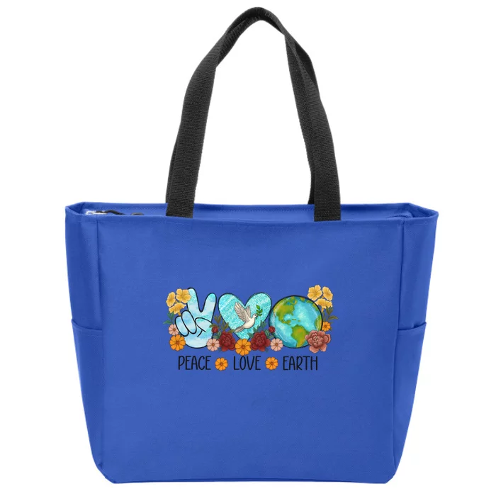 Peace Love Earth Eco Design Save World Earth Day Meaningful Gift Zip Tote Bag