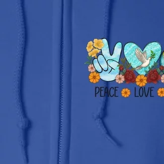 Peace Love Earth Eco Design Save World Earth Day Meaningful Gift Full Zip Hoodie