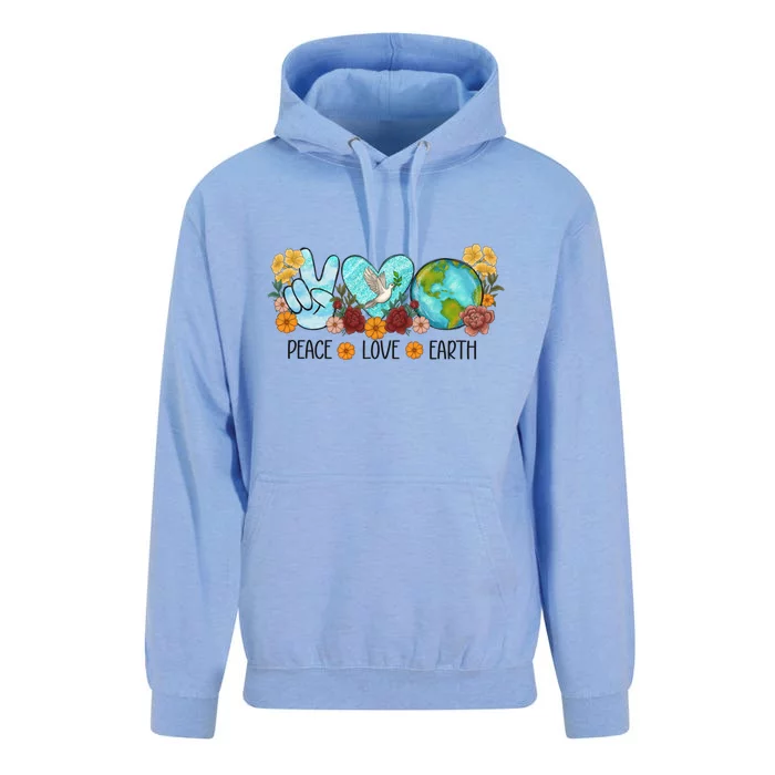 Peace Love Earth Eco Design Save World Earth Day Meaningful Gift Unisex Surf Hoodie