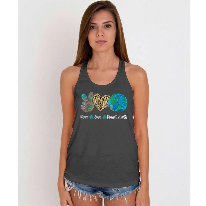 Peace Love Earth Day Everyday Love Earth Environmentalist Women's Knotted Racerback Tank