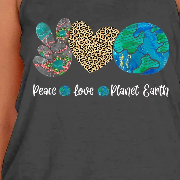 Peace Love Earth Day Everyday Love Earth Environmentalist Women's Knotted Racerback Tank