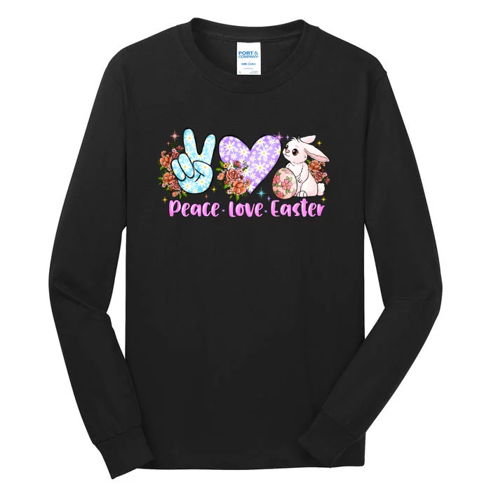 Peace Love Easter Day Gift Easter Egg Floral Tall Long Sleeve T-Shirt