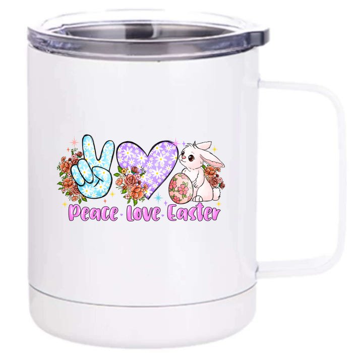 Peace Love Easter Day Gift Easter Egg Floral Front & Back 12oz Stainless Steel Tumbler Cup