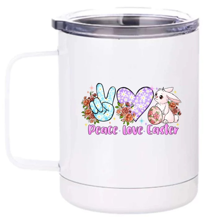 Peace Love Easter Day Gift Easter Egg Floral Front & Back 12oz Stainless Steel Tumbler Cup