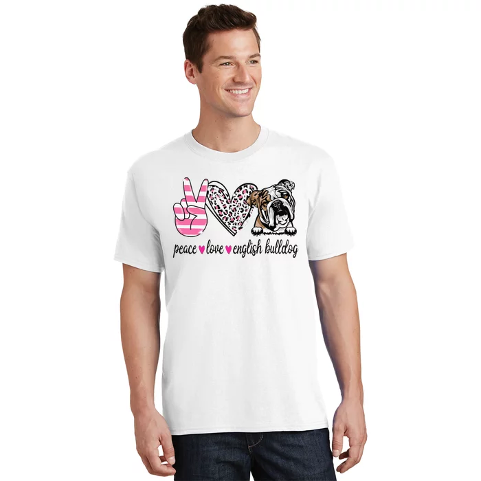 Peace Love English Bulldog Dog Lover Gift T-Shirt