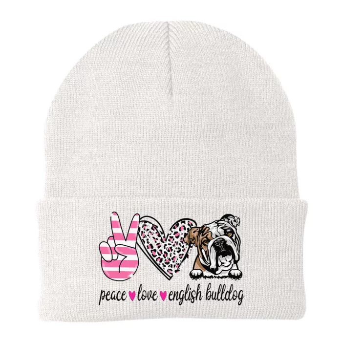 Peace Love English Bulldog Dog Lover Gift Knit Cap Winter Beanie