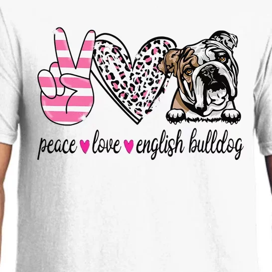 Peace Love English Bulldog Dog Lover Gift Pajama Set