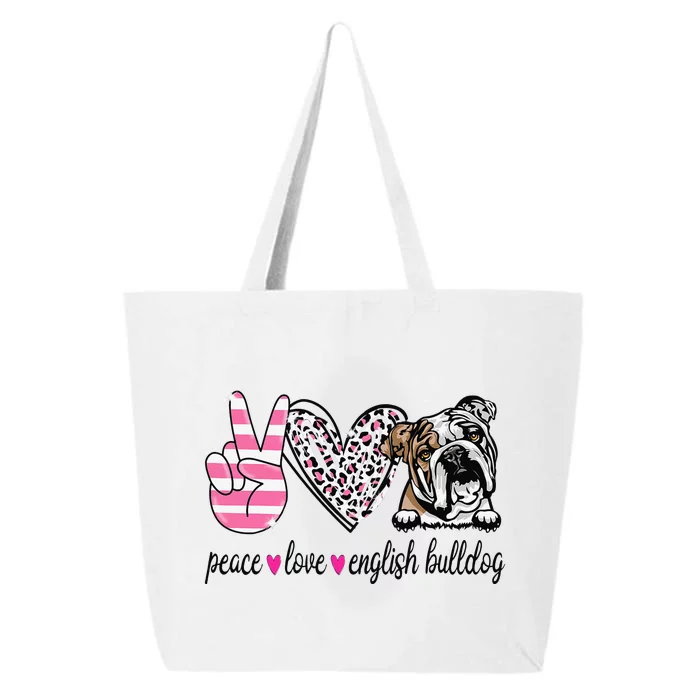 Peace Love English Bulldog Dog Lover Gift 25L Jumbo Tote