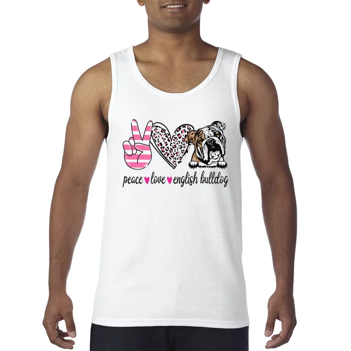 Peace Love English Bulldog Dog Lover Gift Tank Top