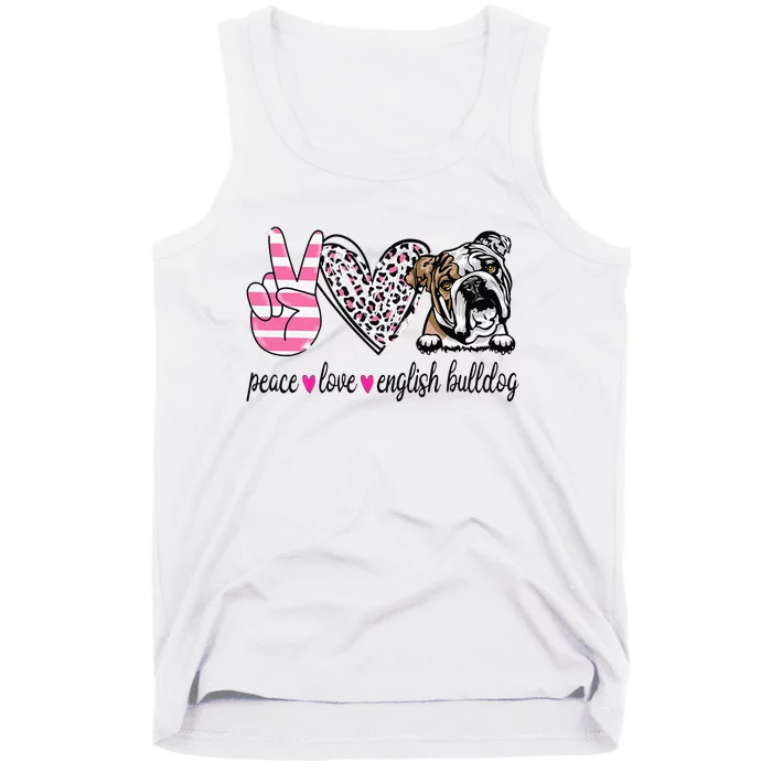 Peace Love English Bulldog Dog Lover Gift Tank Top