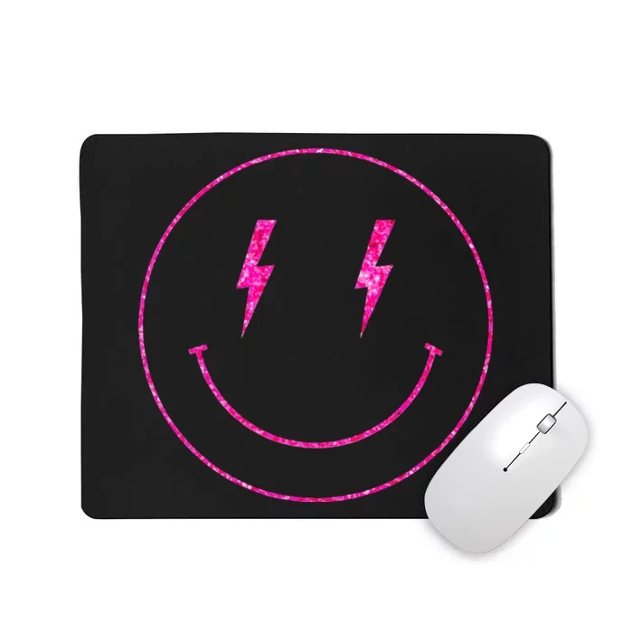 Pink Lightening Eyes Smile Face Blue Color Mousepad