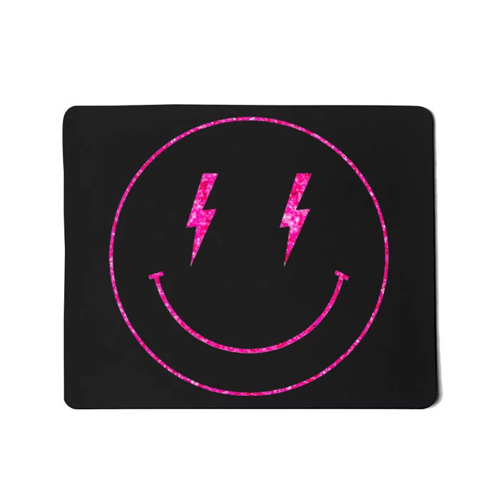 Pink Lightening Eyes Smile Face Blue Color Mousepad