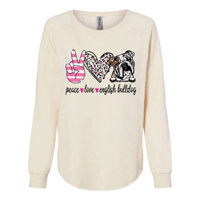 Peace Love English Bulldog Dog Lover Gift Womens California Wash Sweatshirt