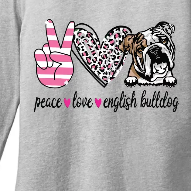 Peace Love English Bulldog Dog Lover Gift Womens CVC Long Sleeve Shirt