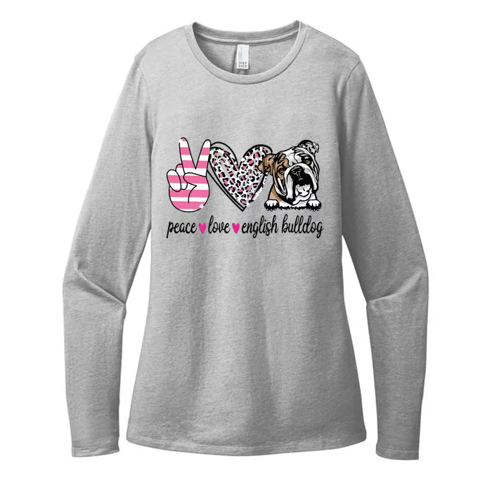 Peace Love English Bulldog Dog Lover Gift Womens CVC Long Sleeve Shirt