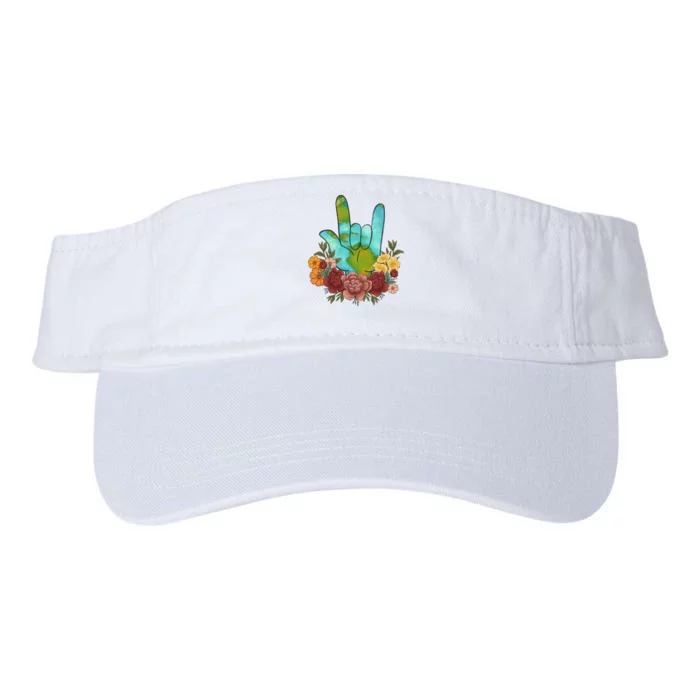 Peace Love Earth Floral Hand Sign Valucap Bio-Washed Visor