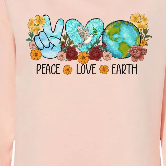 Peace Love Earth Planet Earth Day Womens California Wash Sweatshirt