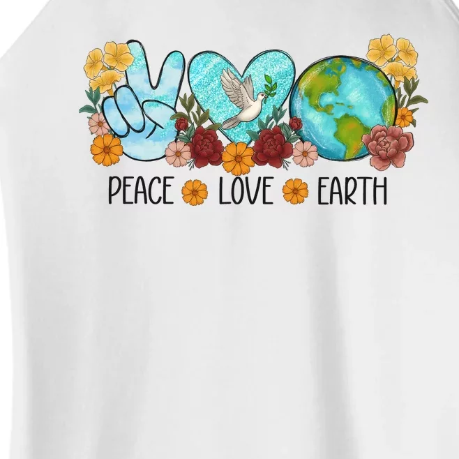 Peace Love Earth Planet Earth Day Women’s Perfect Tri Rocker Tank