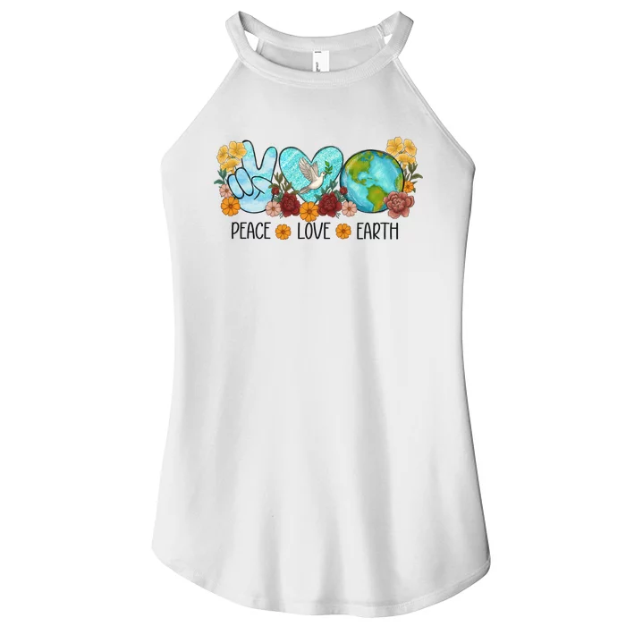 Peace Love Earth Planet Earth Day Women’s Perfect Tri Rocker Tank