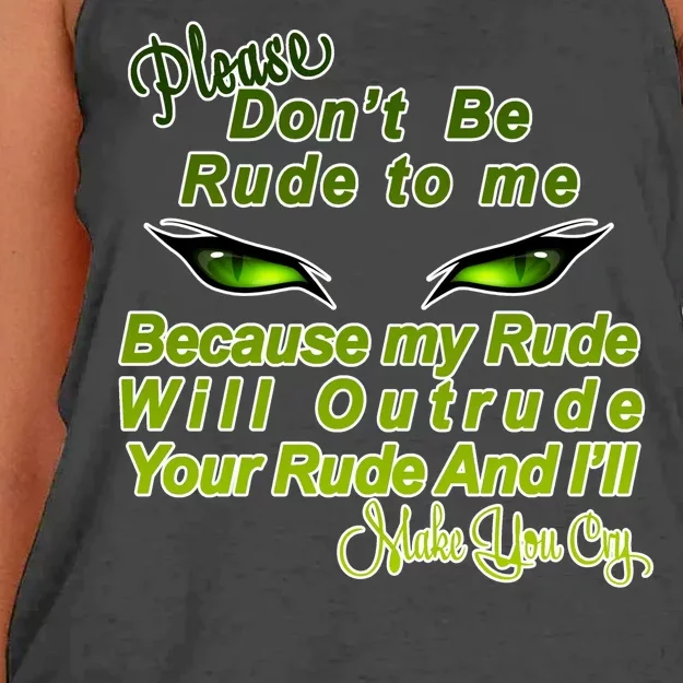 Please Don't Be Rude to Me Cat Eye Women's Knotted Racerback Tank