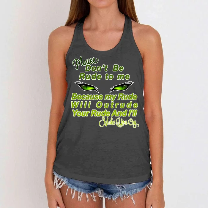 Please Don't Be Rude to Me Cat Eye Women's Knotted Racerback Tank