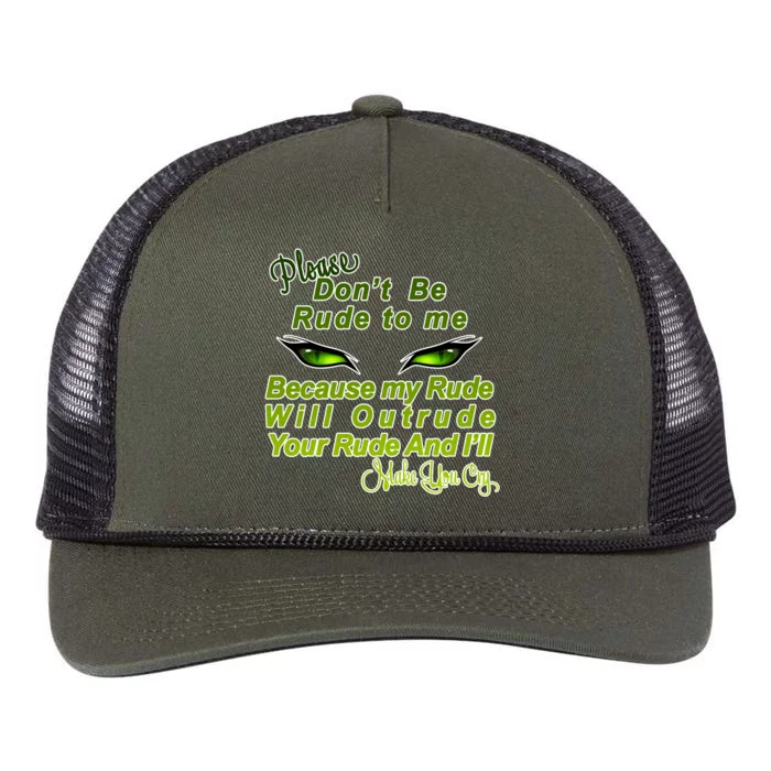 Please Don't Be Rude to Me Cat Eye Retro Rope Trucker Hat Cap