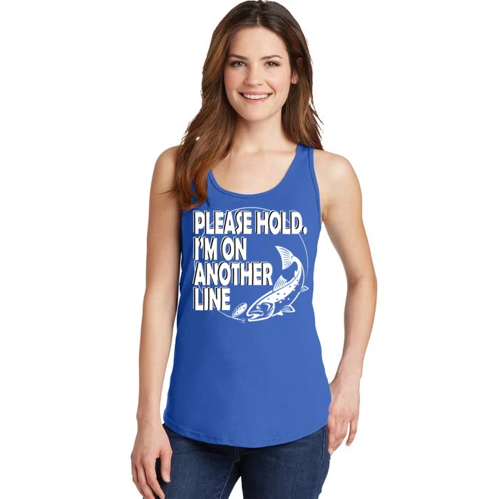 Please Hold I'm On The Other Line Ladies Essential Tank