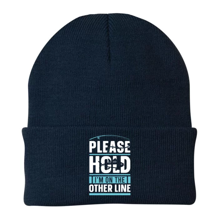 Please Hold I'm On The Other Line Fishing Funny Knit Cap Winter Beanie