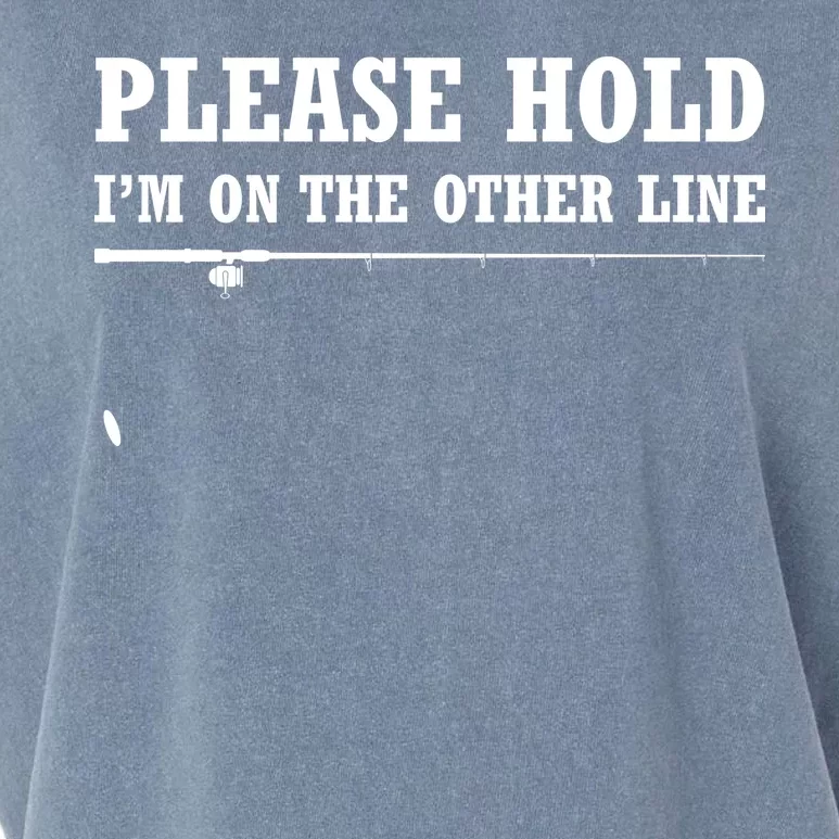 Please Hold I'm On The Other Line Funny Garment-Dyed Women's Muscle Tee