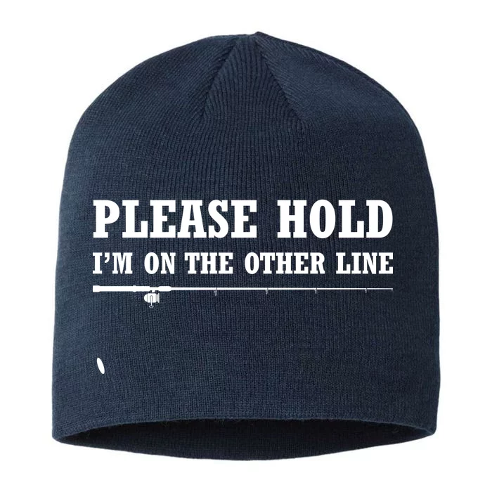 Please Hold I'm On The Other Line Funny 8 1/2in Sustainable Knit Beanie